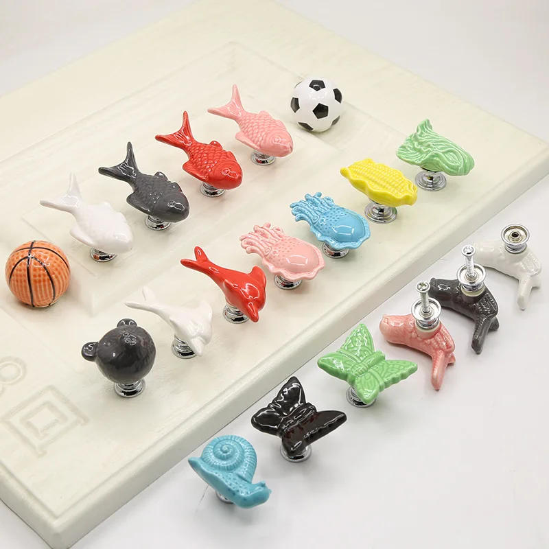 Description Picture 5 of itemPerforation-free children's closet hand door cartoon pull butterfly ceramic handle single-hole American drawer cabinet handle