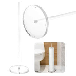 Standing Reserve Tissue Roll Holder Acrylic Toilet Tissue Roll Stand Vertical Space Saving for Toilet Spare Rolls Storage