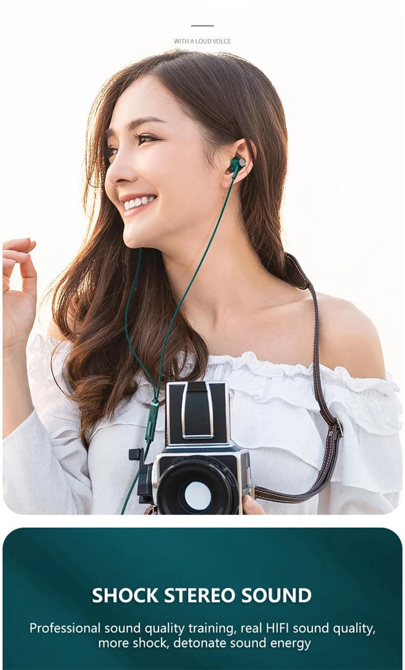 Description Picture 4 of itemType-C In-Ear Wired Karaoke Headphones 3.5mm Stereo Music Earbud Handfree Headset Earphones with Mic