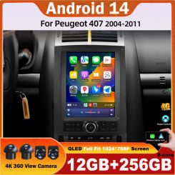 9.7 inch car radio For Peugeot 407 2004 - 2012 Android 14 Radio Multimedia Video Player GPS wireless carplay Auto Head Unit WIFI