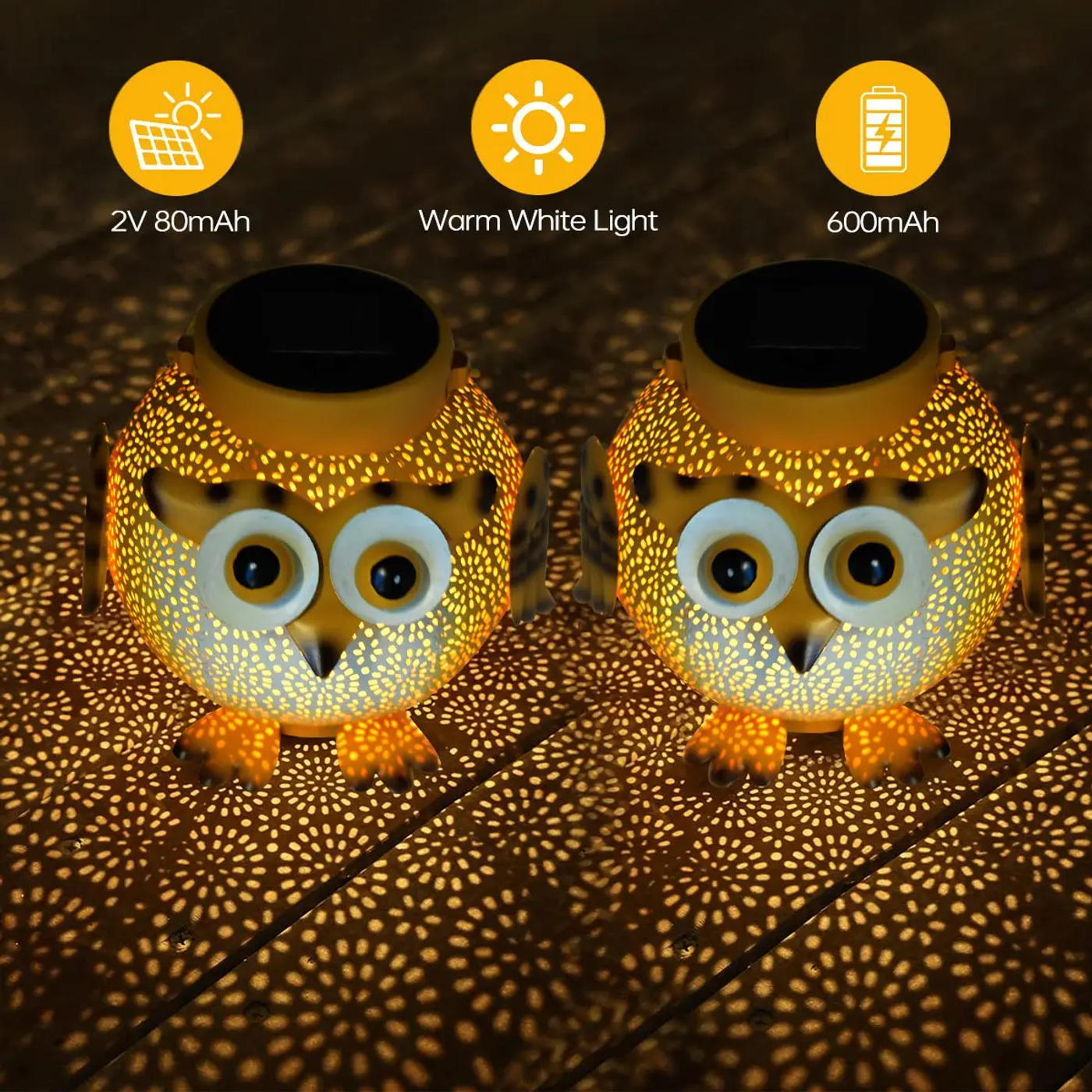 Description Picture 5 of itemOwl Solar Lanterns Outdoor Waterproof Hanging Solar Lights Owl Gifts for Women Men Metal Decorative LED Owl Lanterns for Garden