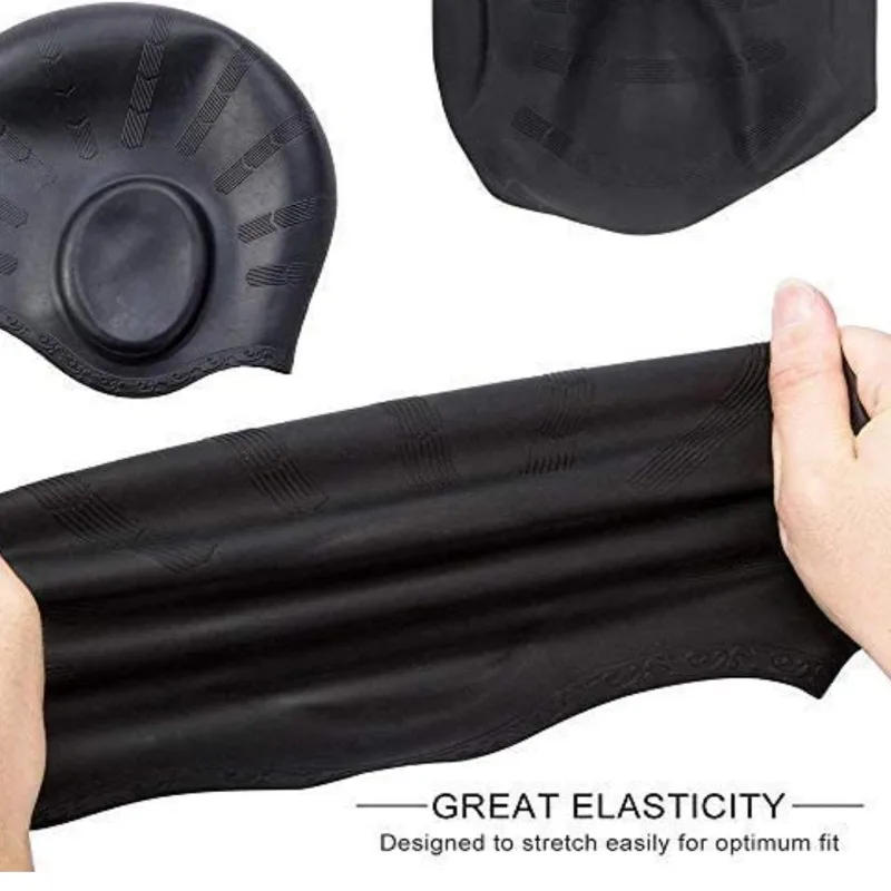 Description Picture 5 of itemSilicone Swimming Cap for Men Women with Ear Protection Diving Bathing Hats Beach Pool Caps Swimming Accessories Water Games