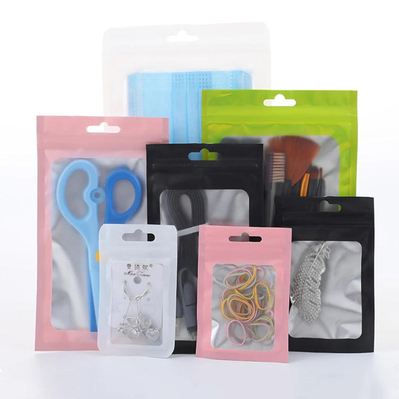 Description Picture 3 of item100Pcs Matte Zip Lock Plastic Bags Aluminum Foil Hologram Mylar Food Pouch Small Packing Bag Gift Bag Reclosable Storage Pouches