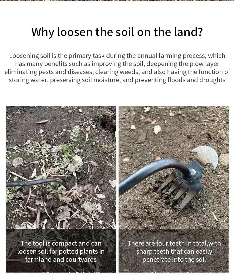 Description Picture 6 of itemWeeding Artifact Uprooting Weeding Tool Steel Weed Puller 4 Teeth Dual Purpose Weeder Hand Remover Tool For Garden