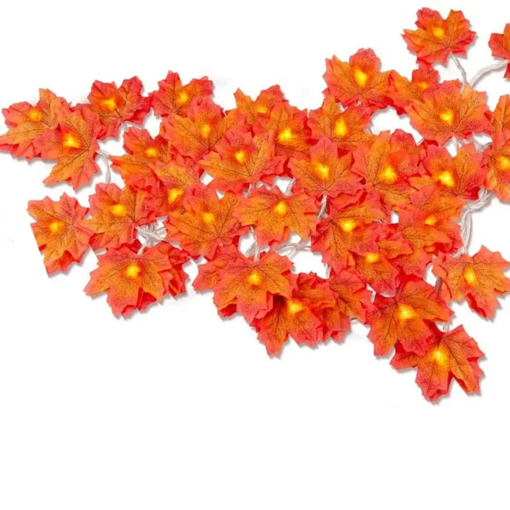 Description Picture 2 of item2/3/6M Christmas Decoration Artificial Maple Leaf Leaves LED Light String Lantern Garland Home Party DIY Deco Halloween New Yea