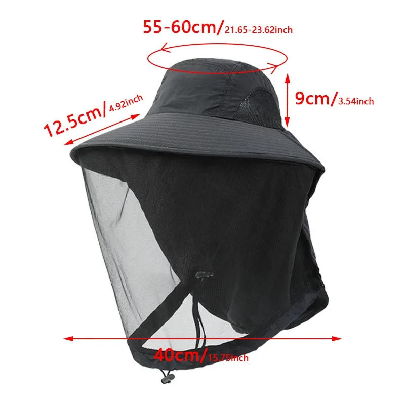 Description Picture 5 of itemOutdoor Anti Mosquito Hat Summer Anti UV Sun Protective Fishing Cap Breathable Mesh Face Cover Camping Hiking Insect Proof Hat