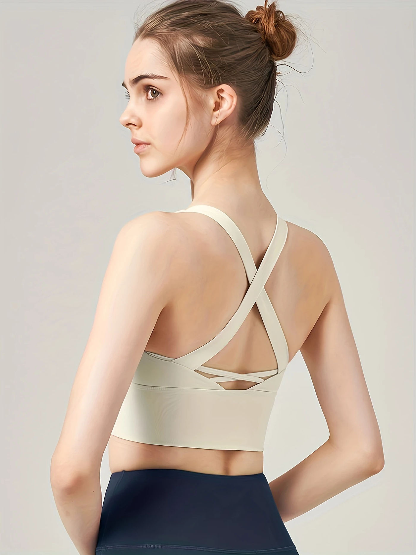 Description Picture 4 of itemWomen's High Impact Sports Bra Built-in Pads Naked Feel Shockproof Push Up for Running Yoga Workout Gym Activewear