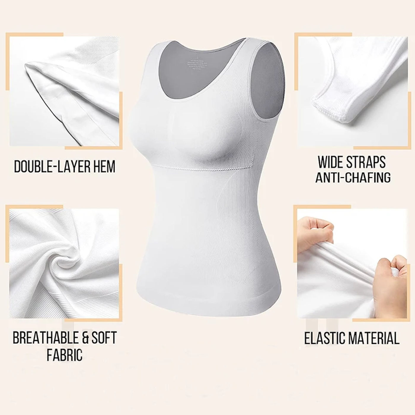 Description Picture 4 of itemWomen Tummy Control Tank Tops Slimming Body Shaper Waist Trainer Corset with Padded Bra Shaperwear Compression Camisole Vest