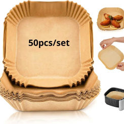 50pcs/set Air Fryer Disposable Paper Parchment Wood Pulp Steamer Cheesecake Air Fryer Accessories Baking Paper For Air Fryer