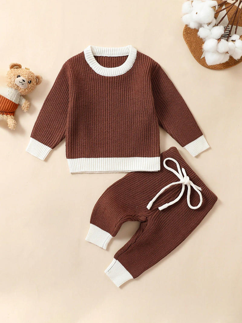 Description Picture 3 of item0-24M Toddler Kids Knitted Clothes Cotton Spring Newborn Boy Girl Infant Clothing Tops Pants Knitted Sweater Baby Pajamas Sets