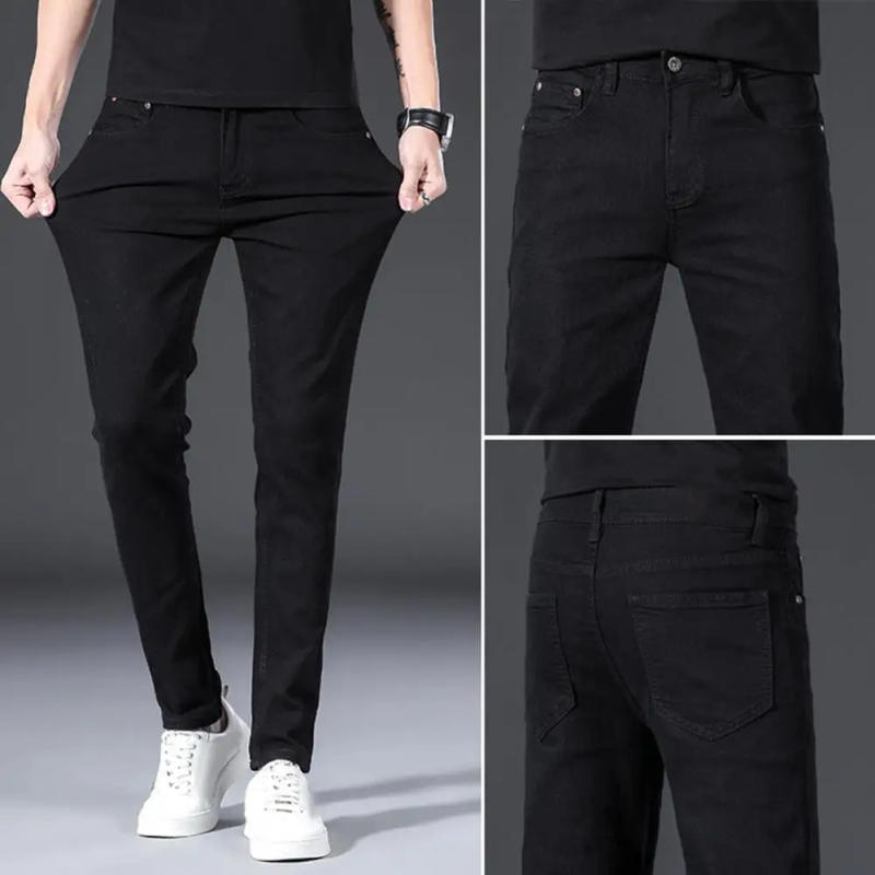 Description Picture 4 of itemMen Casual Trousers Elastic Slim Fit Men's Business Pants with Breathable Pockets Zip Fly Closure Soft Mid Waist for Casual