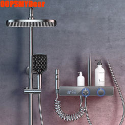 Blue Eyes Shower Set Bathroom Hot Cold Thermostatic Mixer Shower System Bathtub Wall Mount SPA Rain Fall LED Digital Bath Faucet