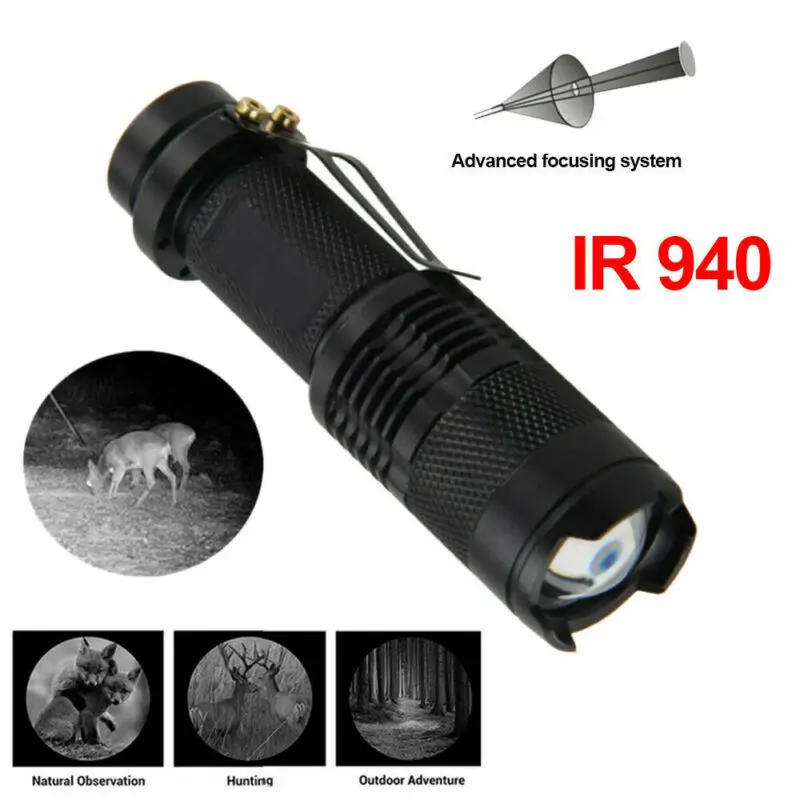 Description Picture 4 of item1-10PCS IR 850nm/940nm Infrared Flashlight Torch Hunting Radiation Night Vision light Zoomable Tactical Flashlight Torch Lamp
