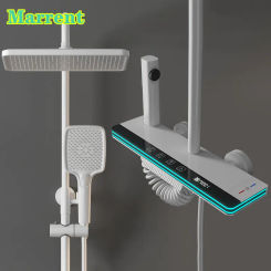 Smart Digital   Hot and Cold Bathroom  Shower System Mixer   with 12 Iches Rainfall Shower Head Ambient Lighting Shower Faucet