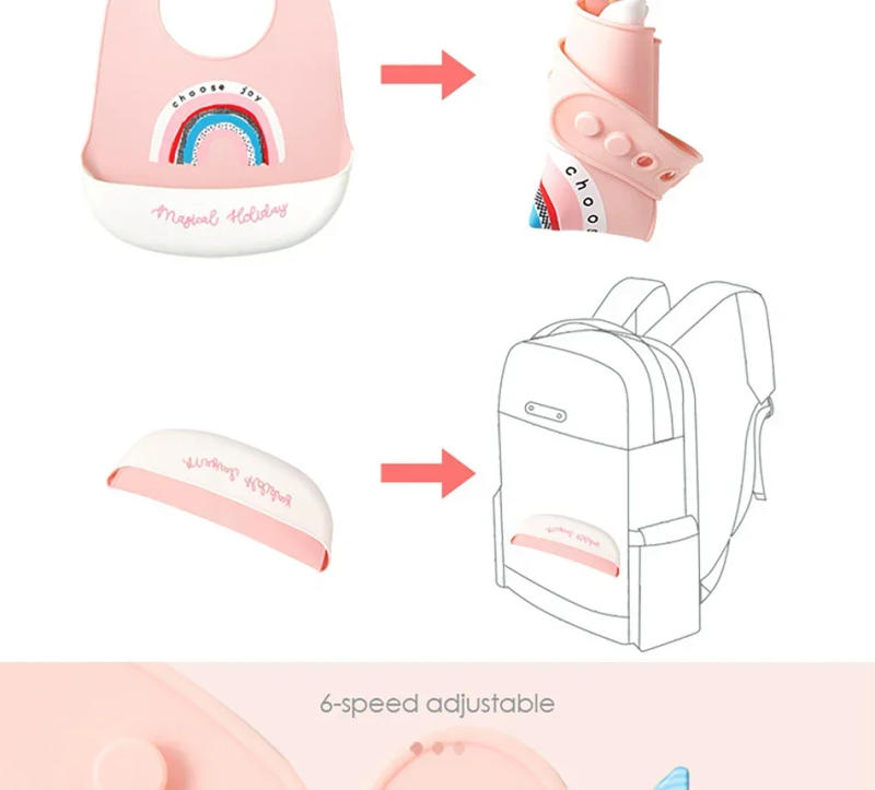 Description Picture 3 of itemWaterproof Baby Bibs Baby Stuff Cute Cartoon Animal Printed Kids Bib Girl Boy Adjustable Soft Silicone Bib Baby Feeding Stuff