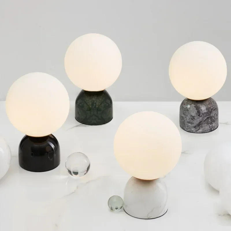 Description Picture 3 of itemNordicmarbleballtablelampliving room bedroom bedside lamp designer simple post-modern Internet celebrity small table lampторшер
