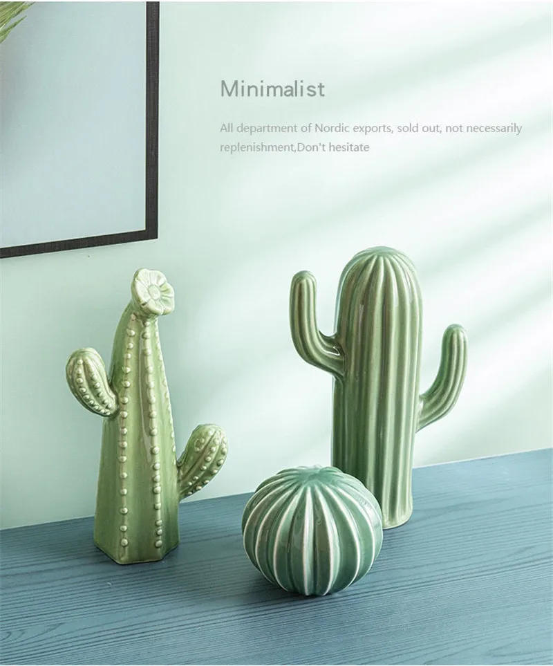 Description Picture 3 of itemNordic Ceramic Handicrafts Simulation Cactus Ornaments Art Decorative Home Furnishings Photography Props Green Room Decor