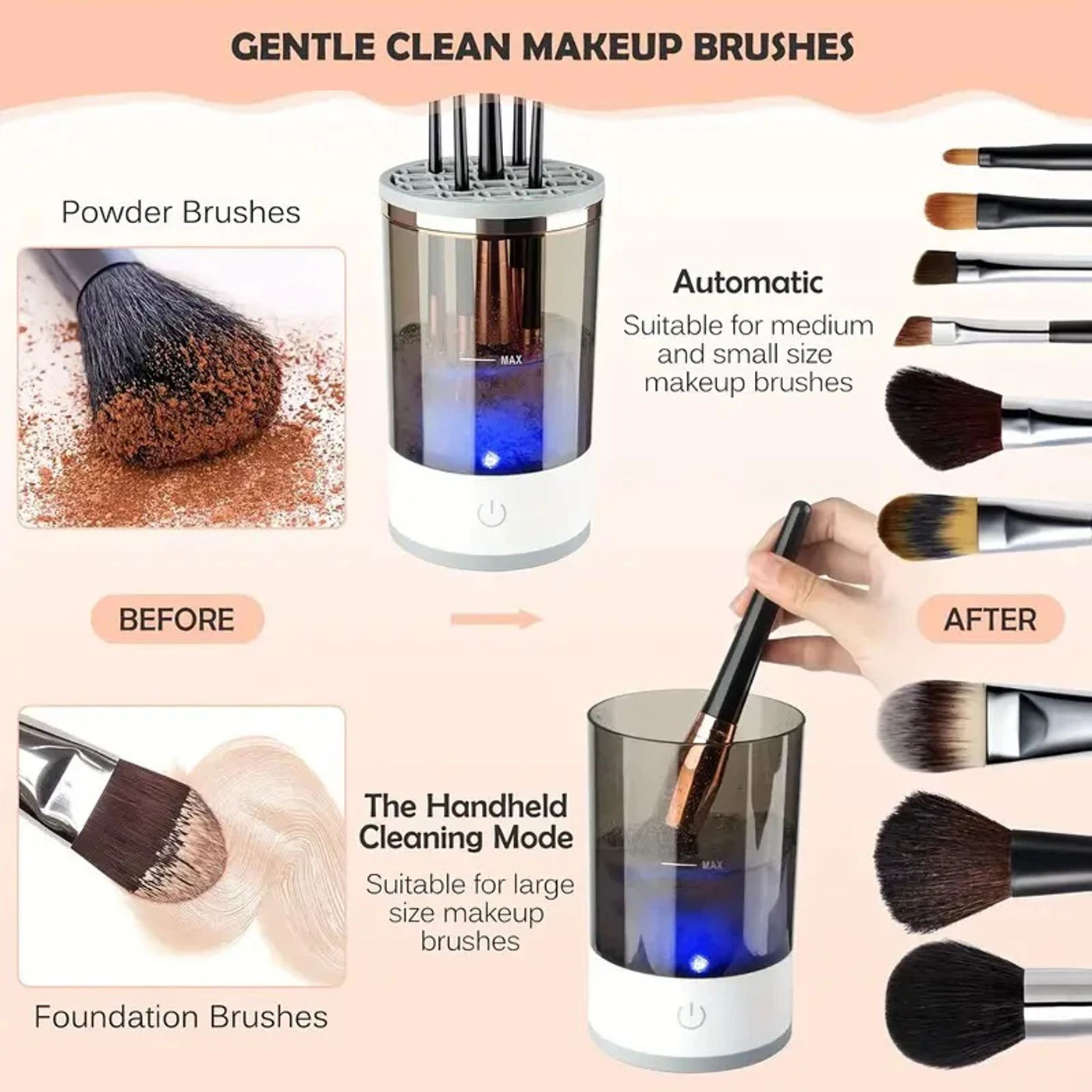Description Picture 6 of itemUSB Plug Portable Electric Makeup Brush Cleaner with Rubber Makeup Machine Electric USB Quick Cleaner Cleaning Brush Collar Brus