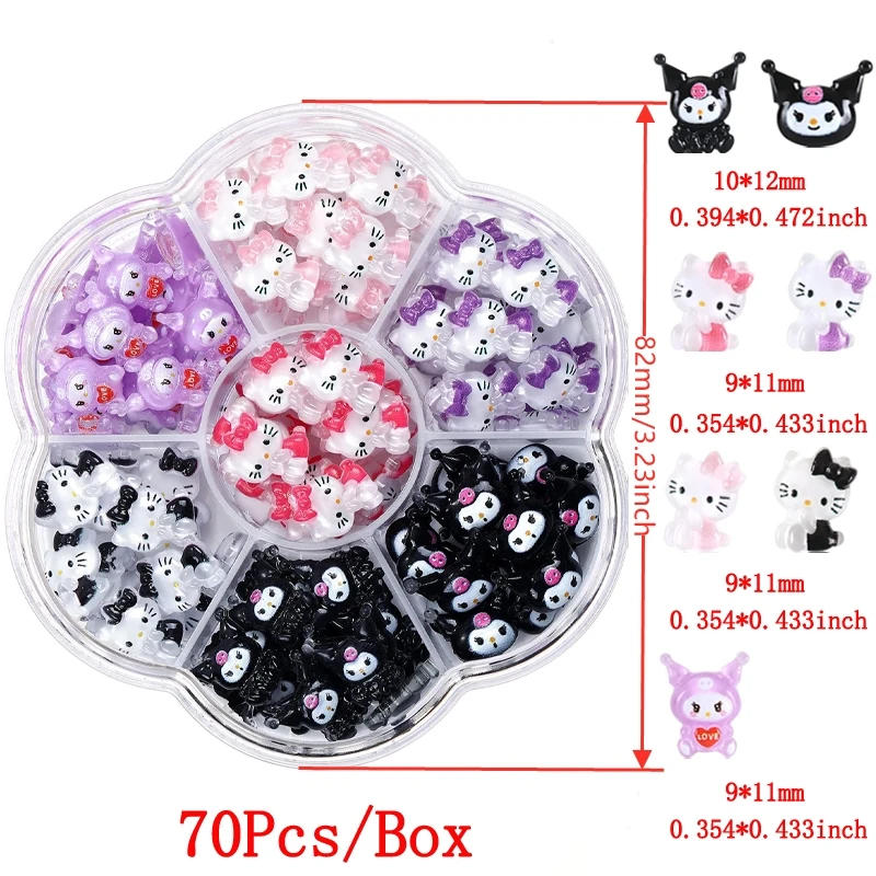 Description Picture 5 of item70Pcs Kawaii Nail Art Charms Cartoon Sanrioed Hello Kitty Kuromi Nail Rhinestone Gems For Manicure DIY Crafts,Charms Size 7-12mm