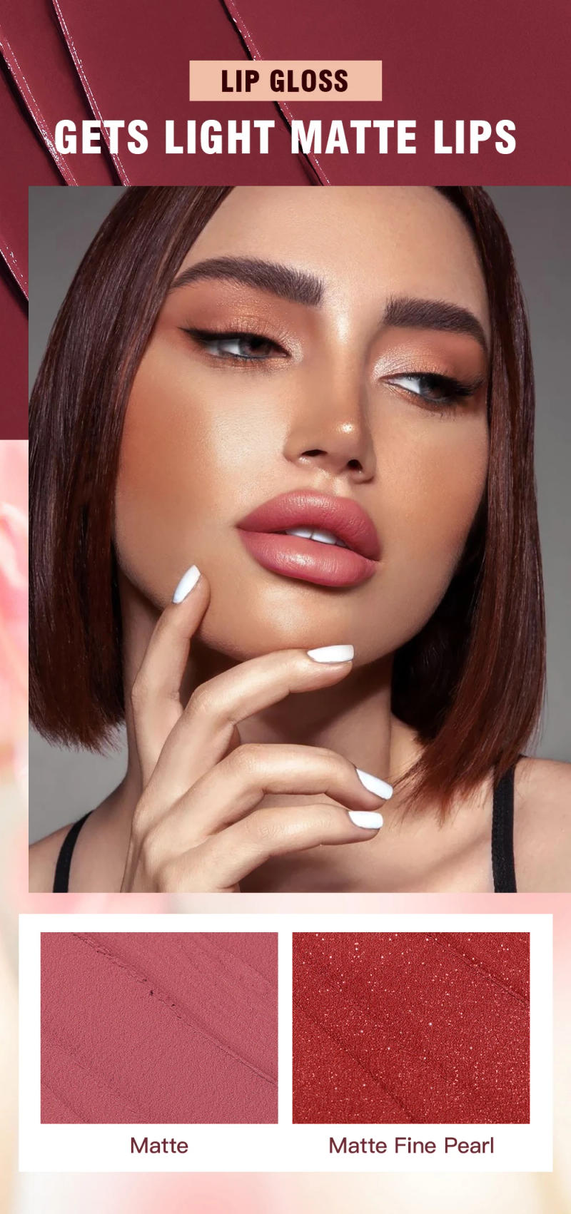 Description Picture 4 of item8 Colors Matte Liquid Lipstick Lipgloss Waterproof Double Head Lip Balm Anti-Cracking Moisturizing Makeup Plumper Lip Cosmetics