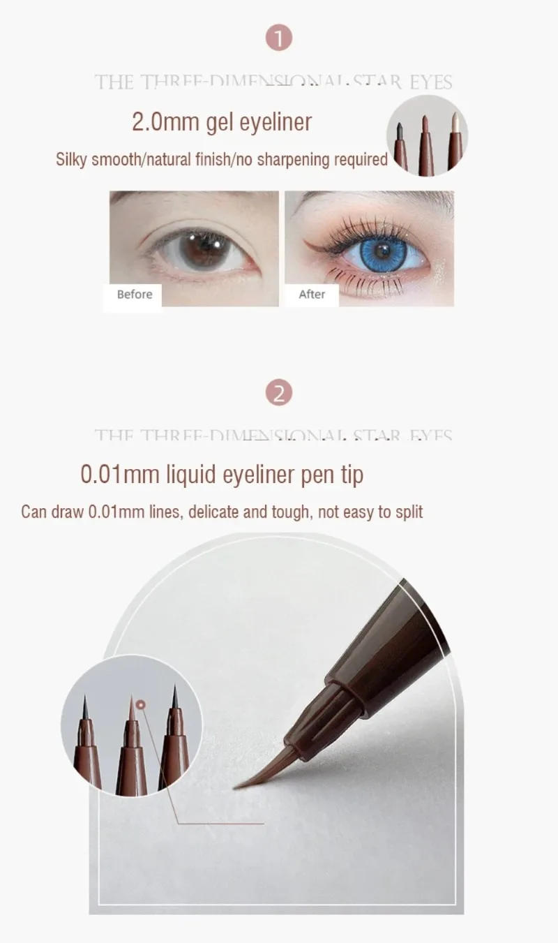 Description Picture 5 of itemDouble Head Eyeliner Pen Very Fine Tip Lying Silkworm Eye Brightening Waterproof And Durable Not Easy To Halo Dye Natural Makeup