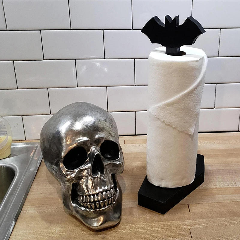 Description Picture 2 of itemBat Paper Towel Holder Halloween Decor For Kitchen And Bathroom Gothic Decor For Oddities And Curiosities Goth Accessories