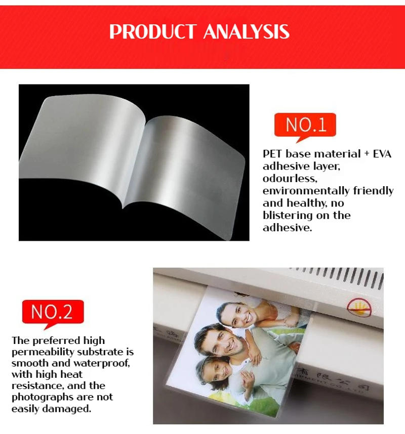 Description Picture 6 of item100pcs/set Laminating Film 3" 5" 6" 7" 8" 10" A3 A4 Photo Protective Film Transparent Waterproof Laminating Machine Special Film
