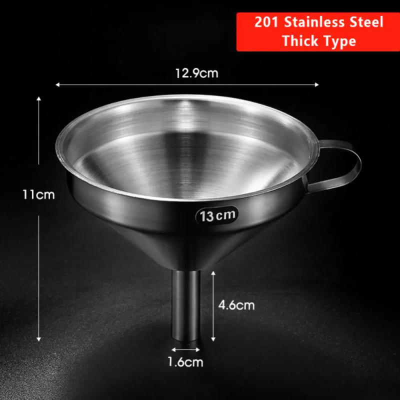 Description Picture 3 of itemStainless Steel Funnel Kitchen Oil Liquid Funnel Metal Funnel Filter Wide Mouth Funnel For Canning Home Kitchen Tools