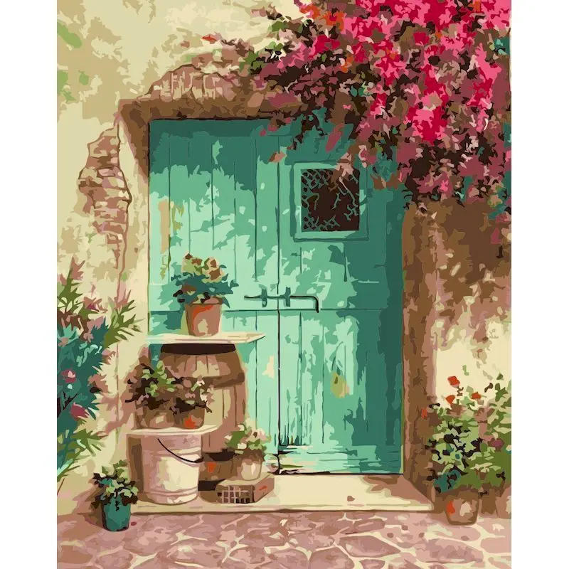 Description Picture 2 of itemPhotoCustom Paint By Number Flower door Drawing On Canvas HandPainted Painting Art Gift DIY Pictures By Number Scenery Kits sale