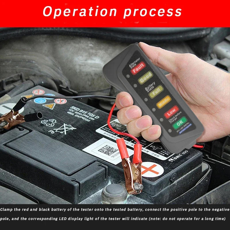 Description Picture 6 of itemBattery Tester Automobile Motorcycle Battery Car Batterys Testers ABS Red Yellow Green Display 12V Battery Level Tester