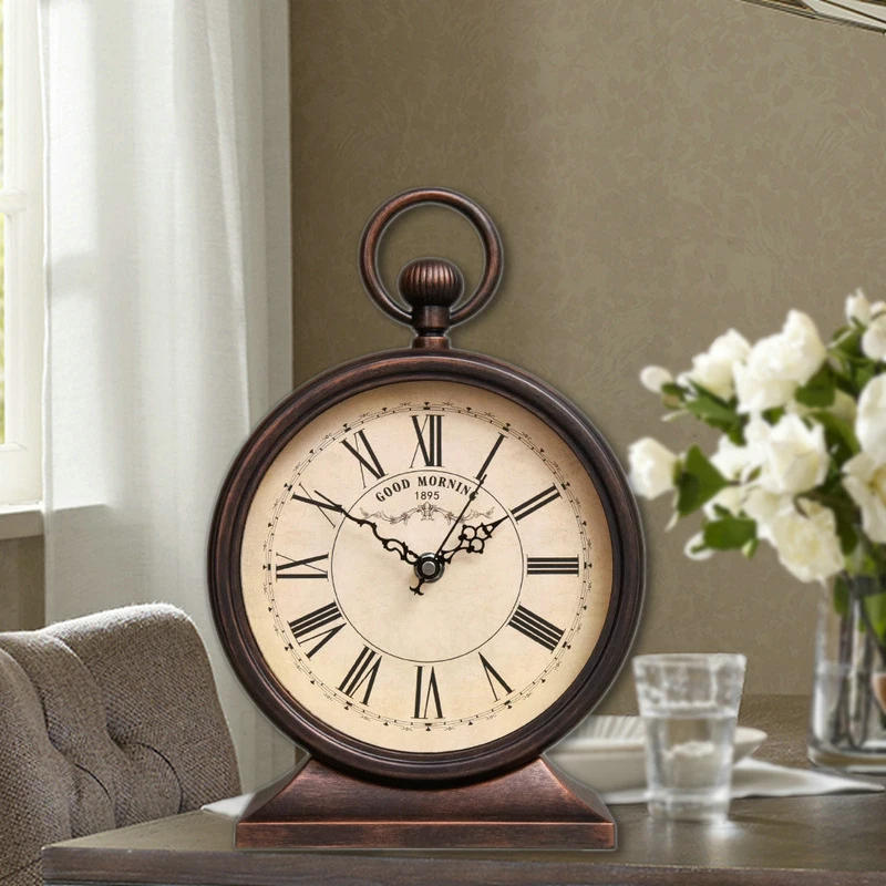Description Picture 2 of itemVintage Clock Bedroom Silent Mechanism Table Clocks Creative Desktop Decoration Clock Nordic Interior Bedside Table Clocks