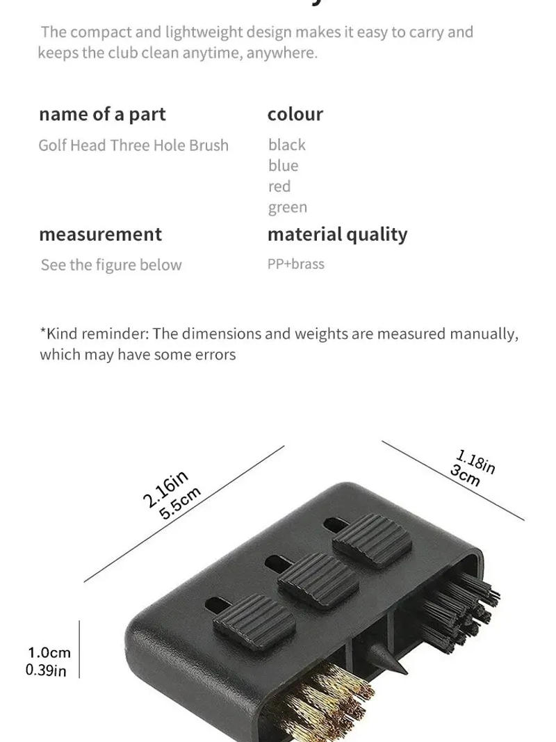 Description Picture 4 of itemGolf Cleaning Brush Copper Hair Three-in-one Club Brush Ball Head Brush Three-hole Brush Copper Brush Golf Supplies