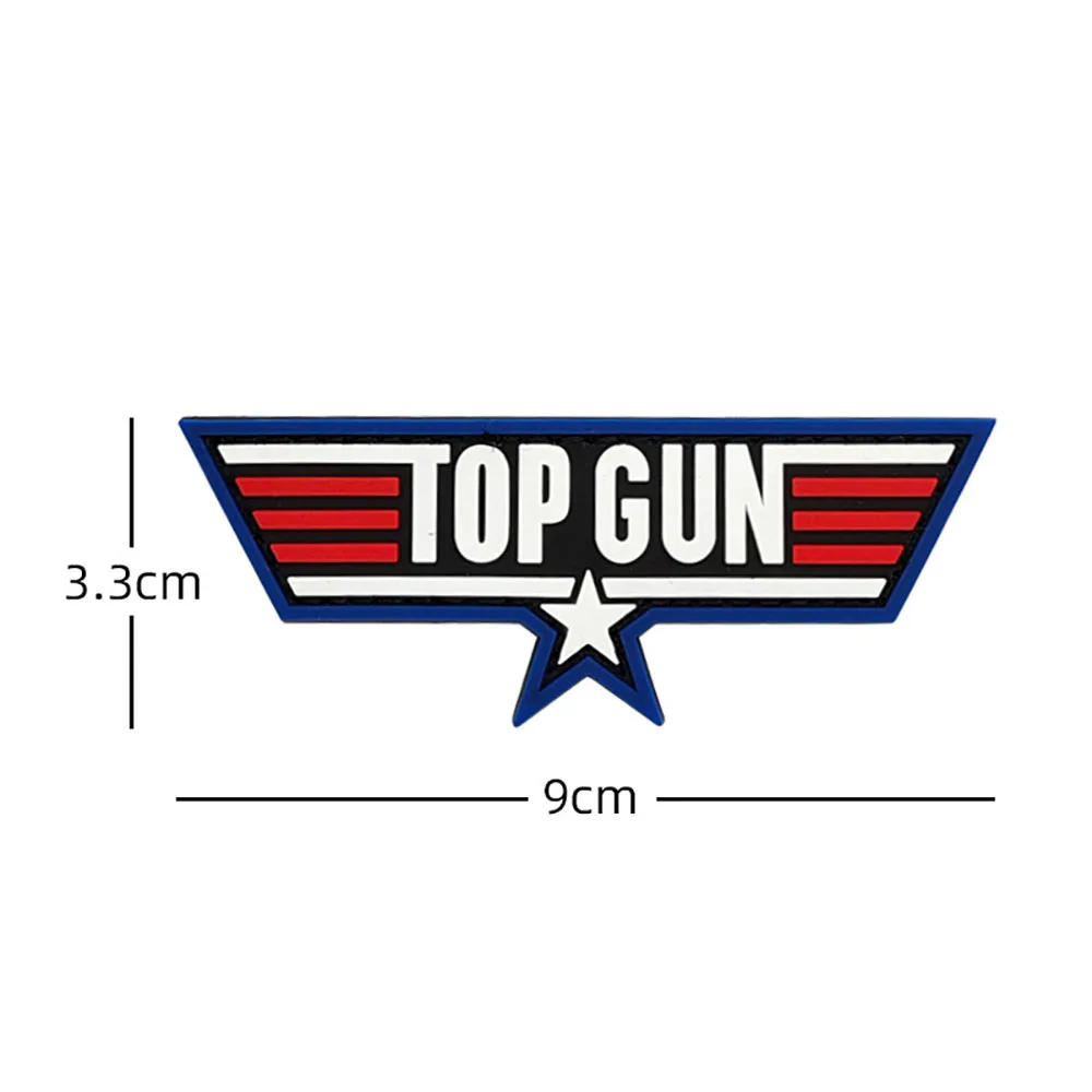 Description Picture 3 of itemTop Gun Pilot Badge Tactical Morale Badge American Flag PVC Hook and Loop Patches Backpack Decorative Sticker
