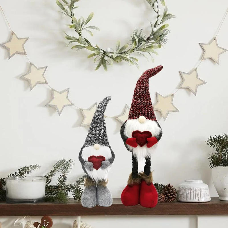 Description Picture 3 of item2024 new Christmas decoration knitted red gray love knitted telescopic doll Nordic style elves