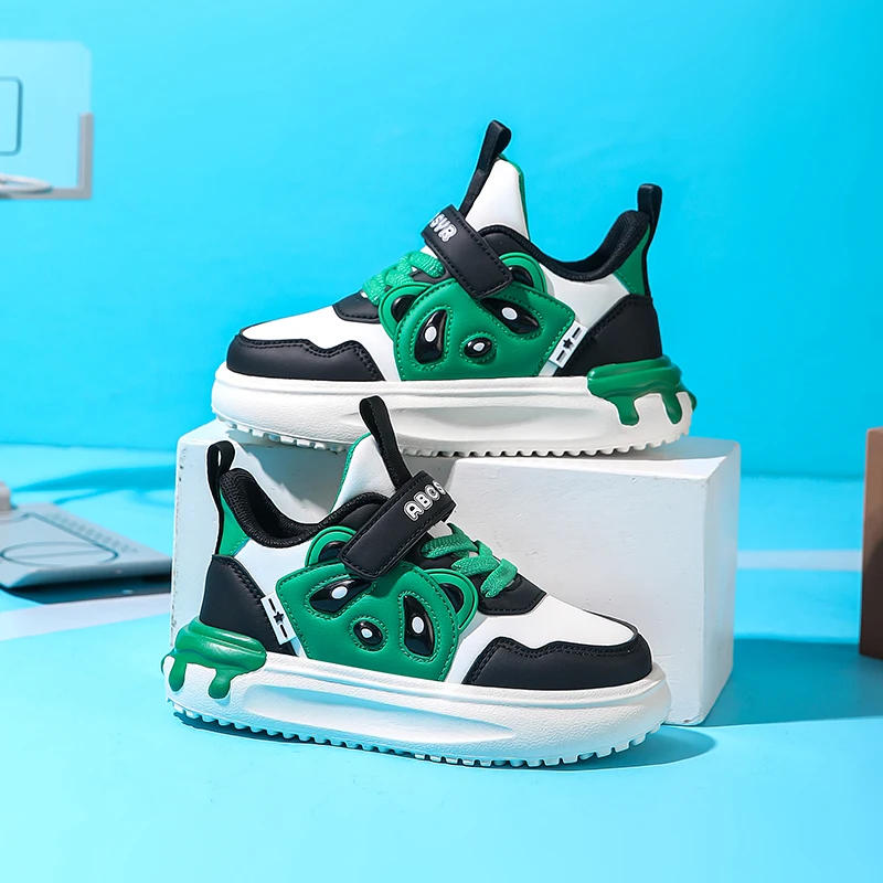 Description Picture 5 of itemChildren's Board Shoes Thick Sole Low Cut Comfortable Casual Running Shoes Leather Surface High Height Flat Shoes for Kids