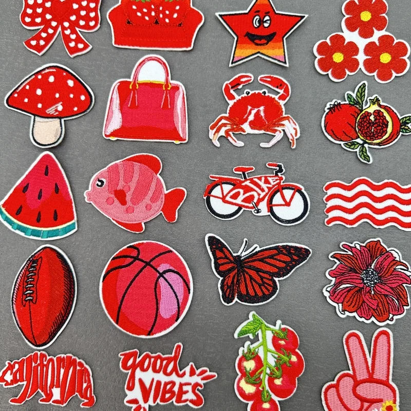 Description Picture 2 of itemCartoon Embroidered Patch Iron On Patches for Clothing Red Cherry Fruit Clothes Stickers Fabric Sewing Thermal Adhesive Applique