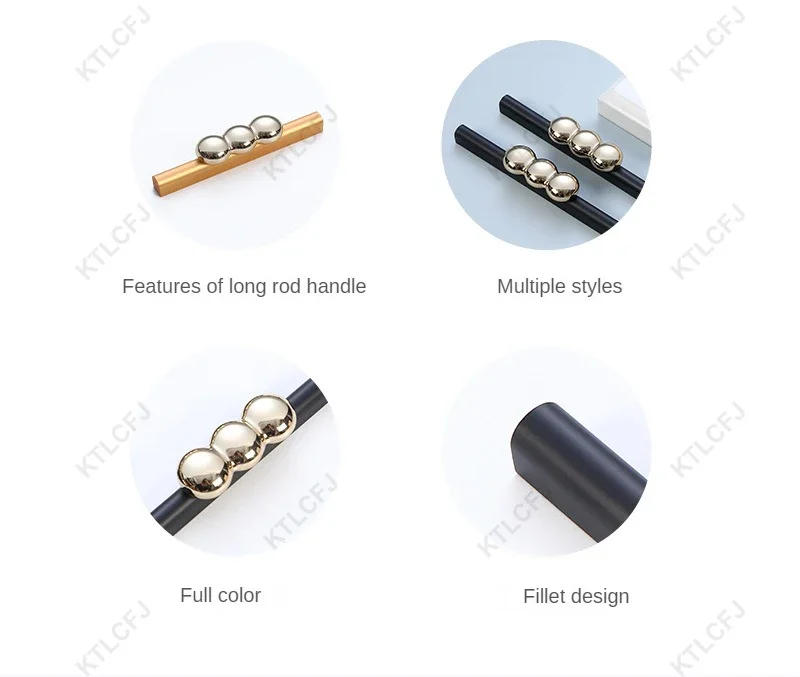 Description Picture 4 of itemAmerican European Modern Simple Wardrobe Cabinet Aluminum Alloy Long Handle Gold Black Extended Door Handle