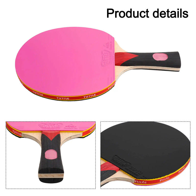 Description Picture 5 of itemNew Table Tennis Racket Table Tennis Bag Bag Racket Wood+Rubber 7 Ply Wood Long Handle Medium Hardness Sponge Pink/Green/Blue
