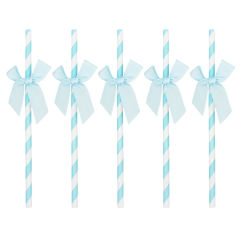 30 Pcs Disposable Tableware for Parties Birthday Paper Straws Cake Toppers Xmas Biodegradable Decorative Bowknot Party Supplies