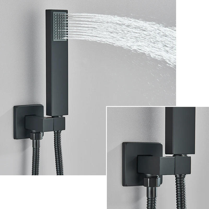 Description Picture 4 of itemBlack Ceiling Installation Bathroom Shower Faucet Rainfall Shower  Hot Cold Water Mixer Tap Embedded Box Shower Combo Set
