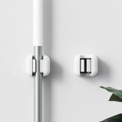 1Pc New Mop Clip Self-adhesive Hooks Non Punching Wall Mounted Mop Holders Non Slip Kitchen Bathroom Storage Accessories