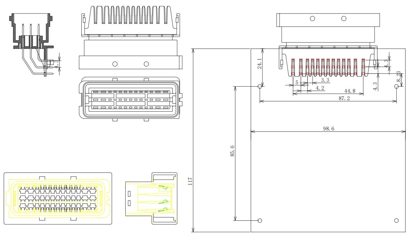 Description Picture 3 of item1 Set 39 Pin ECU Box Aluminum Shell Plug Car Control Box Generator Panel Connector PCB Socket With Terminal