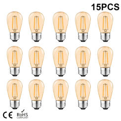 S14 Vintage Led Filament Bulb E27 2W Amber Plastic ST45 LED bulb Warm White 2700K Edison Light Lamp IP44 For String Lighting