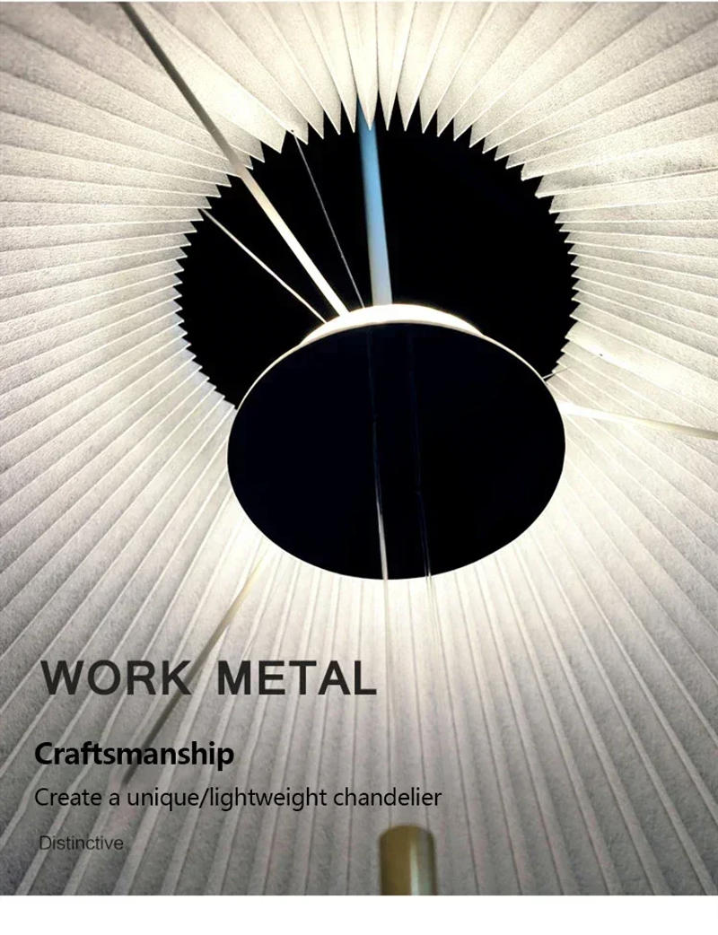 Description Picture 4 of itemCreative Art Pleated Deformed Fabric Umbrella Chandeliers LED Lighting Bedroom Living Dining Room Suspension Luminaire