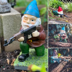 CS Gun Dwarf Figure Gnome Statue Funny Elf Statue Ornament Home Garden Lawn Yard Outdoor Decoration Accessories Gifts