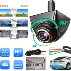 HD Fisheye Front/Side/Rear View Camera, 1080P for Pickup Trucks & SUVs, Safe Reverse Parking
