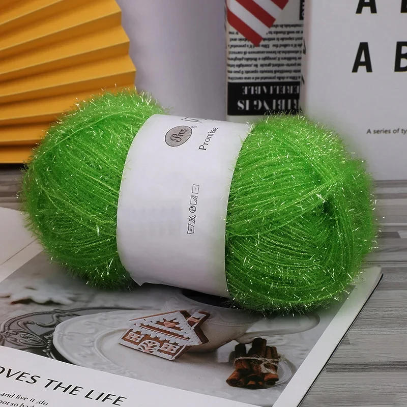 Description Picture 3 of itemGlass Fiber Sparkling Light DIY Handicraft Weaving Material DIY Yarn Ball Silk Thread Dishwashing Towel Shiny Silk Thread