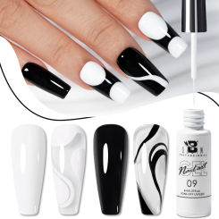 BOZLIN 8ml Liner Nail Gel Polish 2 Colors Black White French Pull Line Painting Gel For UV Nail Supplies Vernis Nails Art