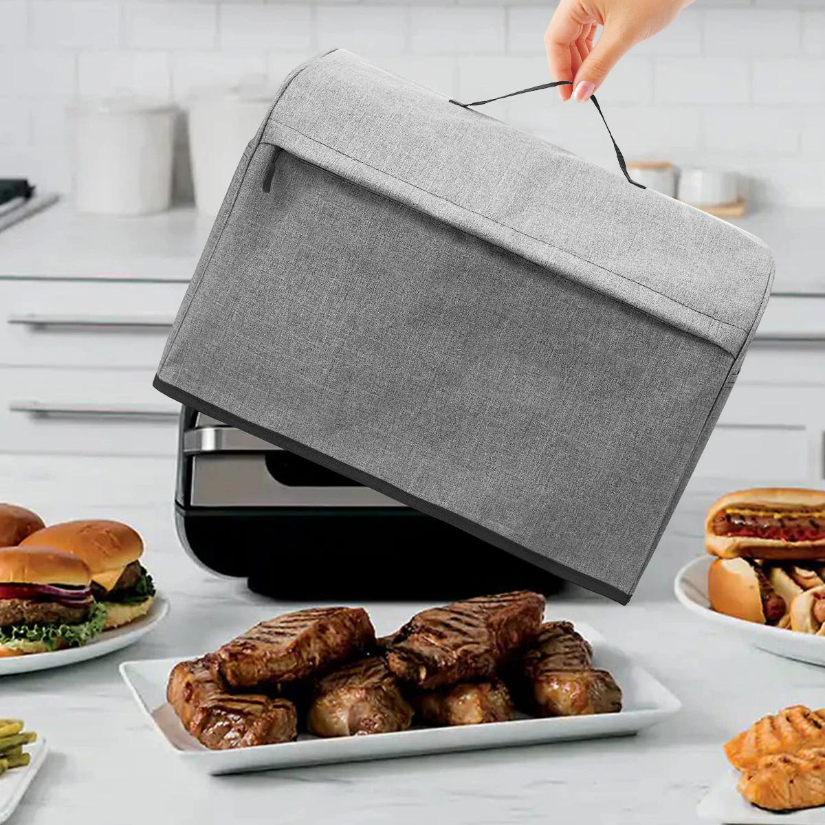 Description Picture 4 of itemDust Cover Compatible with AG301 AG302 AG400 Air Fryer Cover with Storage Pockets and Handle Waterproof Durable Air Fryer