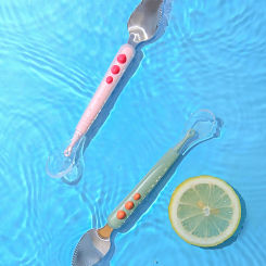 Silicone Spoon Fruit Scraper Toddler Baby Masher Silica Gel Feeding Double Head Infant